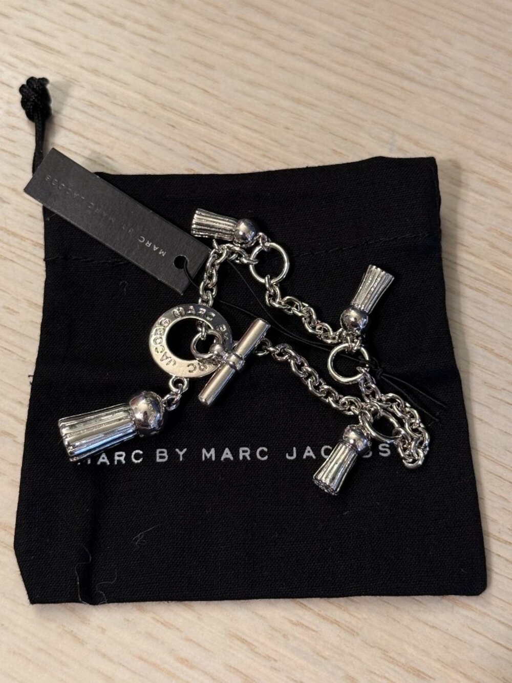 Marc by Marc Jacobs Silver Tassel Charm Bracelet Toggle Clasp NWT